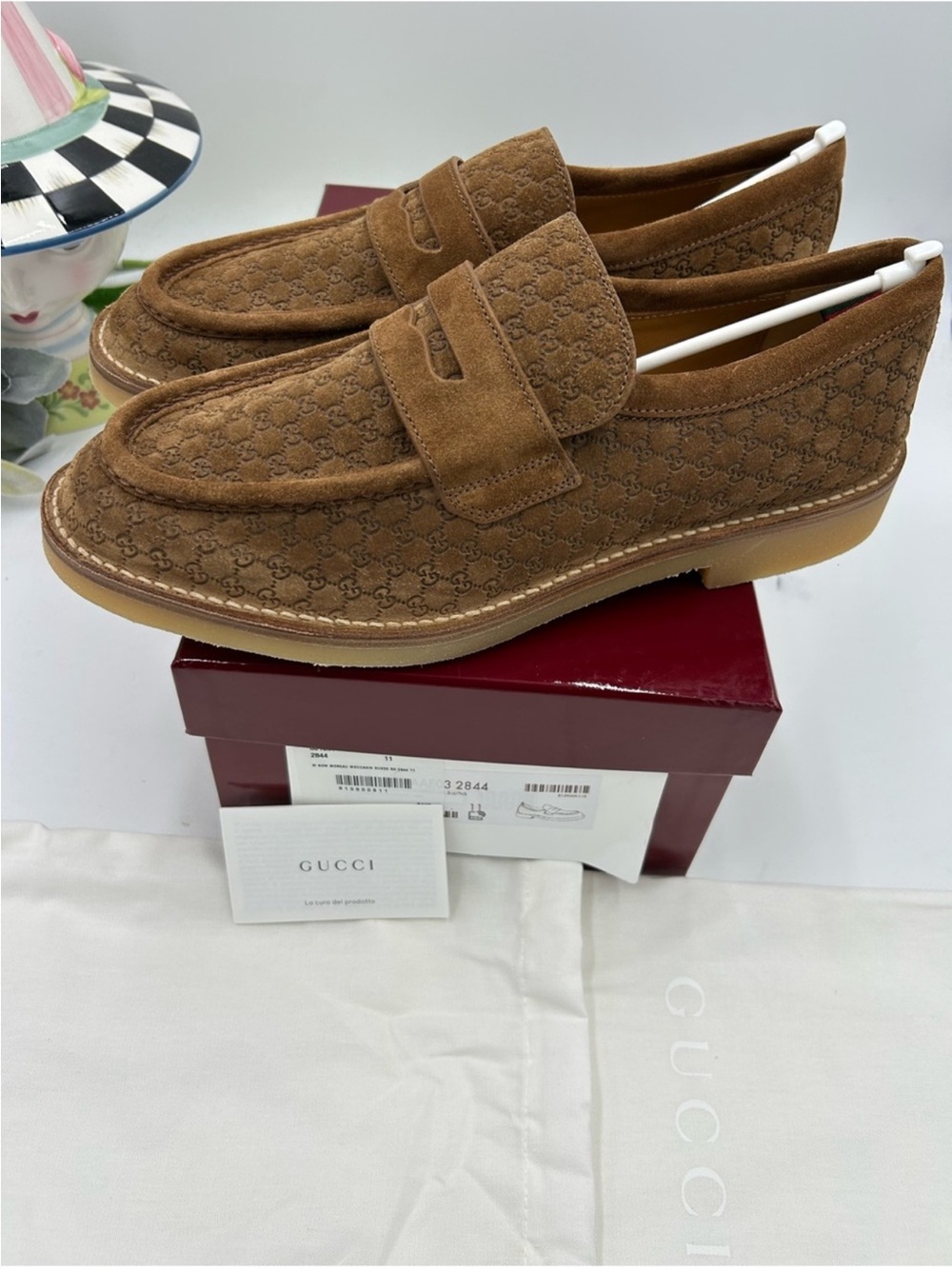 Men’s Gucci GG monogram web loafers size 11 fits 11.5 US made in Italy - Picture 4 of 9
